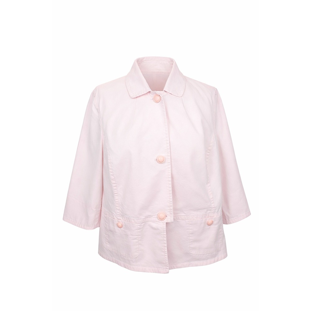 Talbots Pastel Pink Blazer Jacket Womens 18W 3/4 Sleeve Collared  Button Pockets